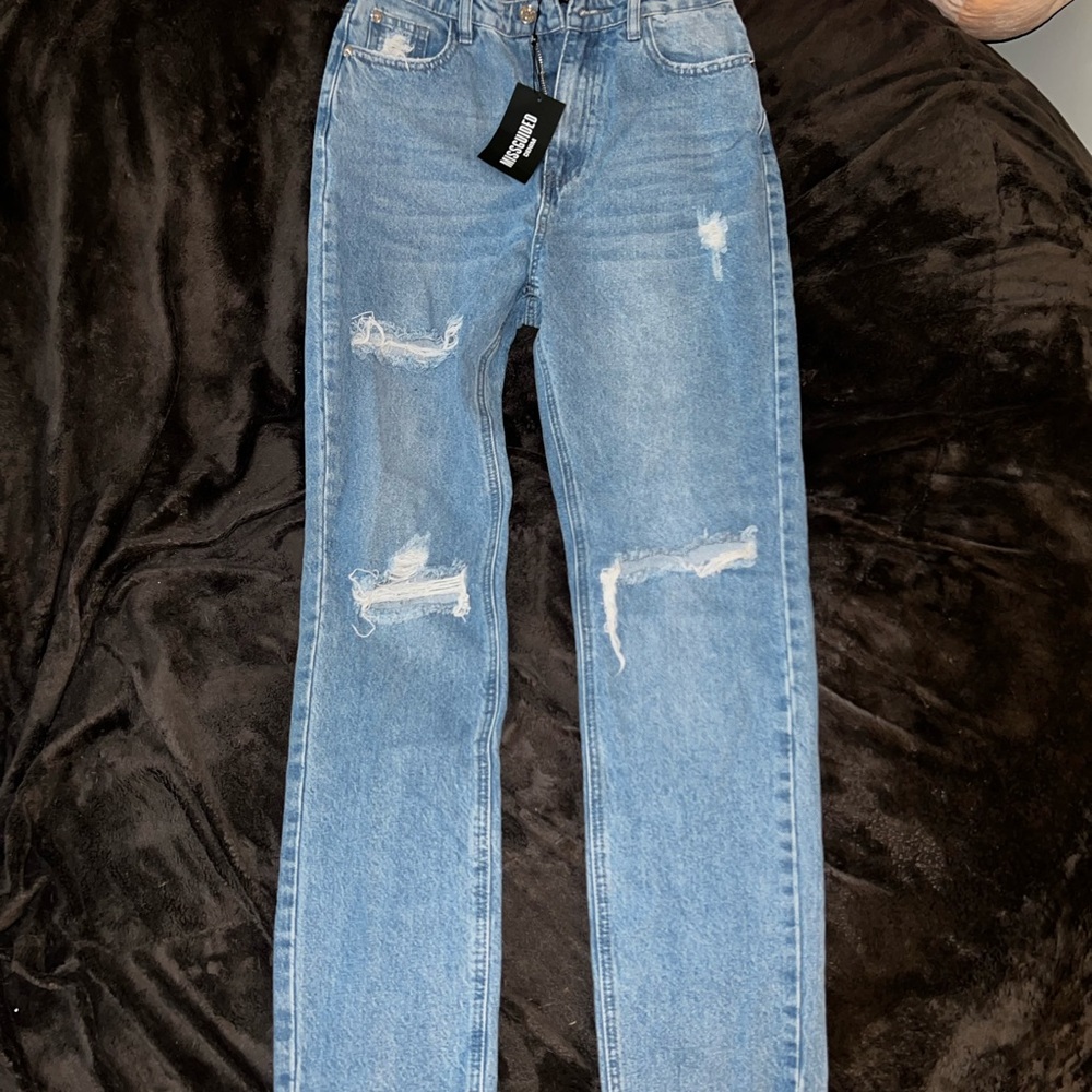 missguided light blue boyfriend jeans, size 6